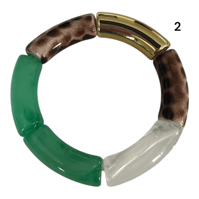 Bracelets acryliques léopard vert