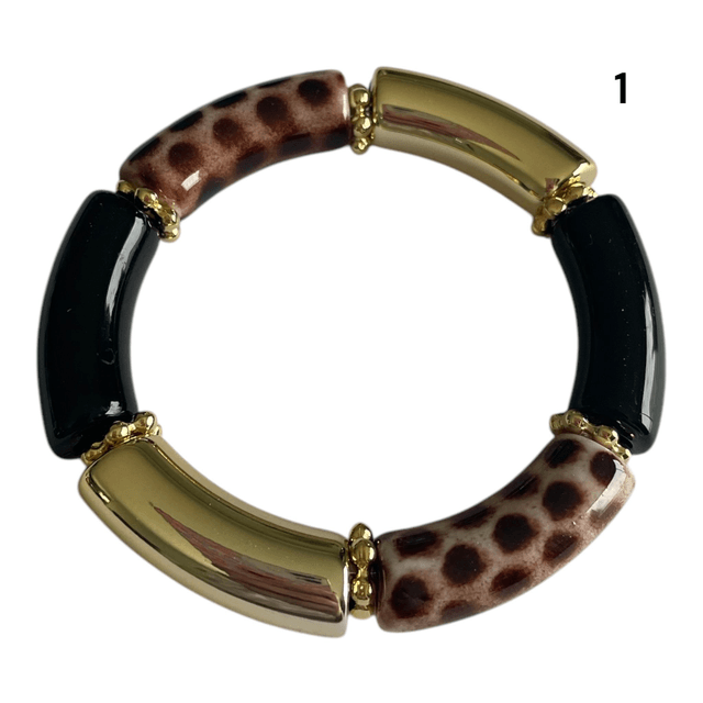 Bracelets acryliques léopard noir