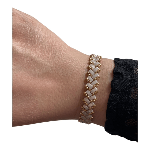 Bracelet tissé en perles Tila ivoire