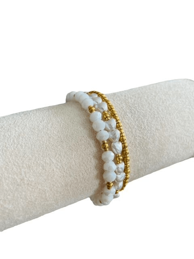 Bracelet à mémoire de forme (blanc et doré)