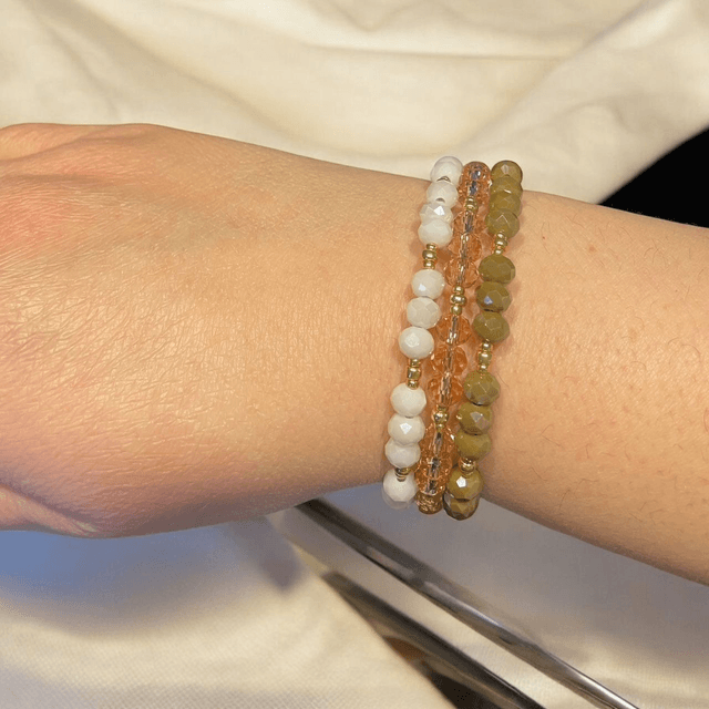 Bracelet à mémoire de forme (kaki - rose - blanc) 