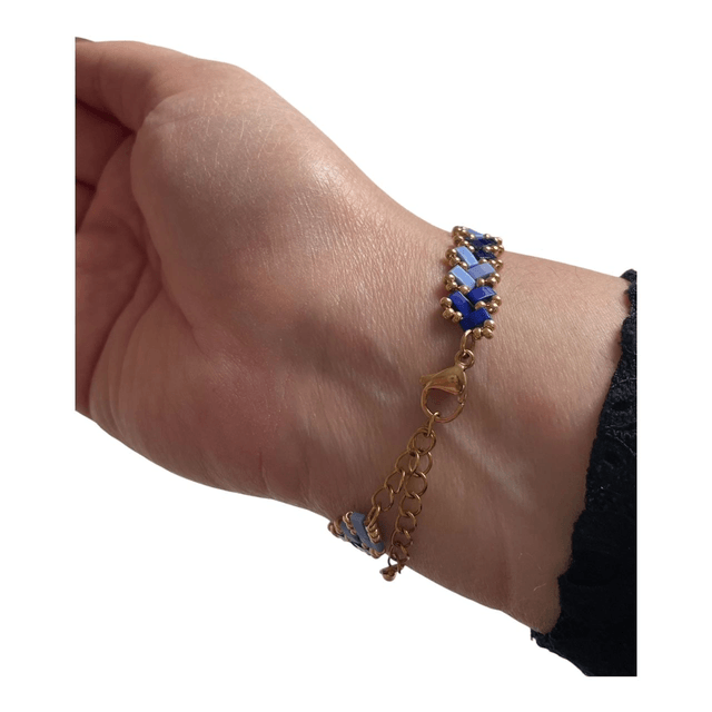 Bracelet tissé en perles Tila bleu (3 nuances)
