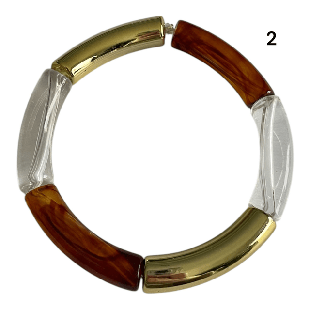 Bracelets acryliques marron ambré (petites perles acryliques)