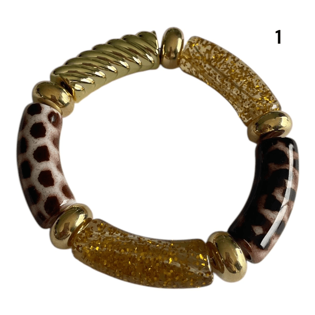 Bracelets acryliques léopard écru