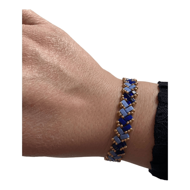 Bracelet tissé en perles Tila bleu (3 nuances)