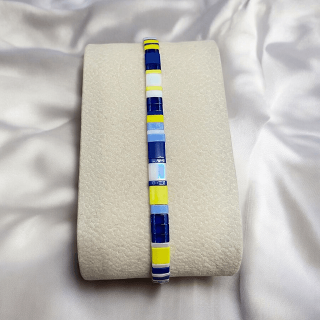 Bracelet en perles Tila bleu et jaune