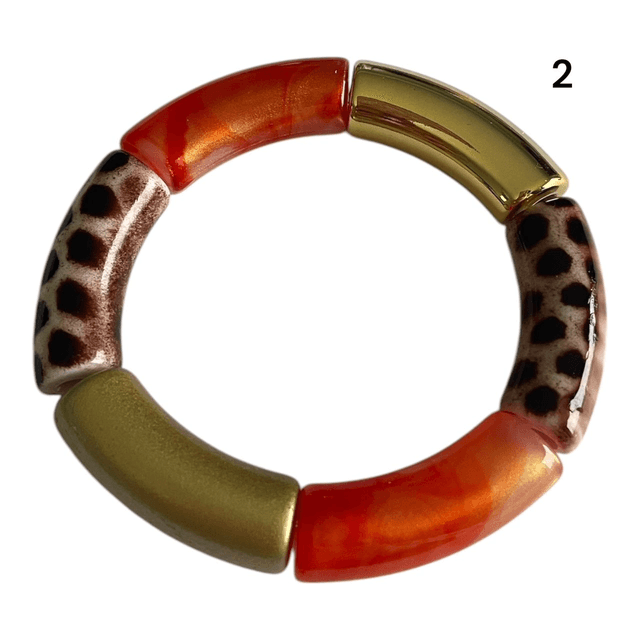 Bracelets acryliques léopard orangé
