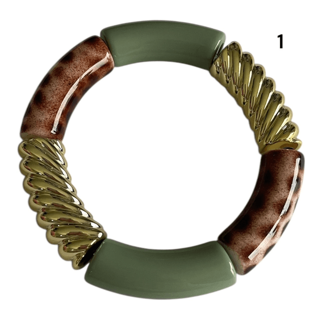 Bracelets acryliques léopard vert sauge