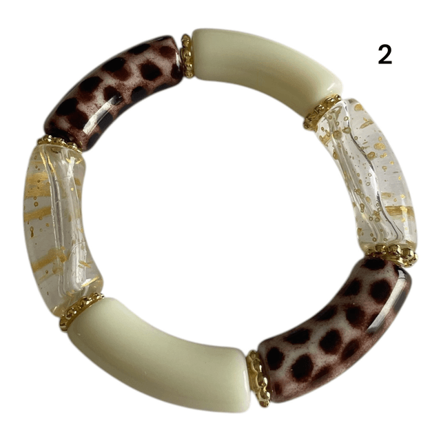 Bracelets acryliques léopard écru