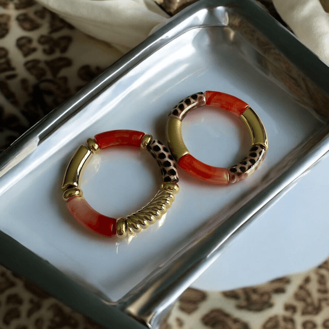 Bracelets acryliques léopard orangé