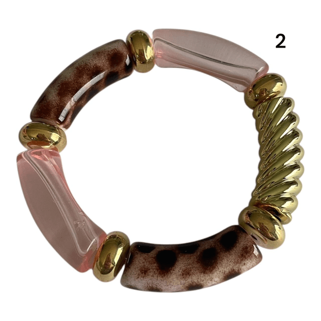 Bracelets acryliques léopard rose