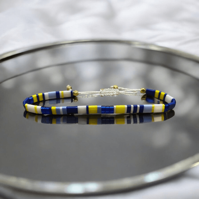 Bracelet en perles Tila bleu et jaune