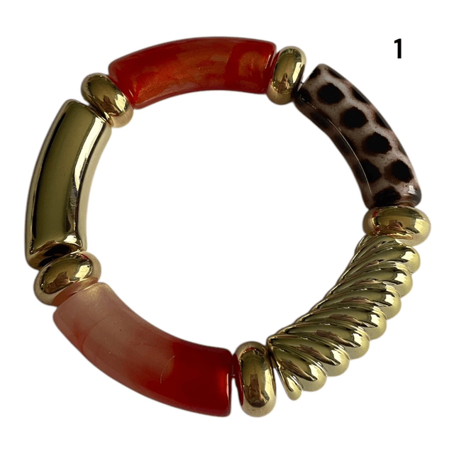 Bracelets acryliques léopard orangé
