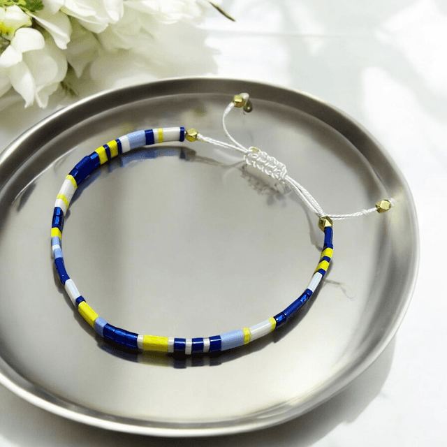 Bracelet en perles Tila bleu et jaune