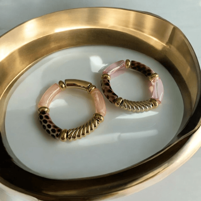 Bracelets acryliques léopard rose