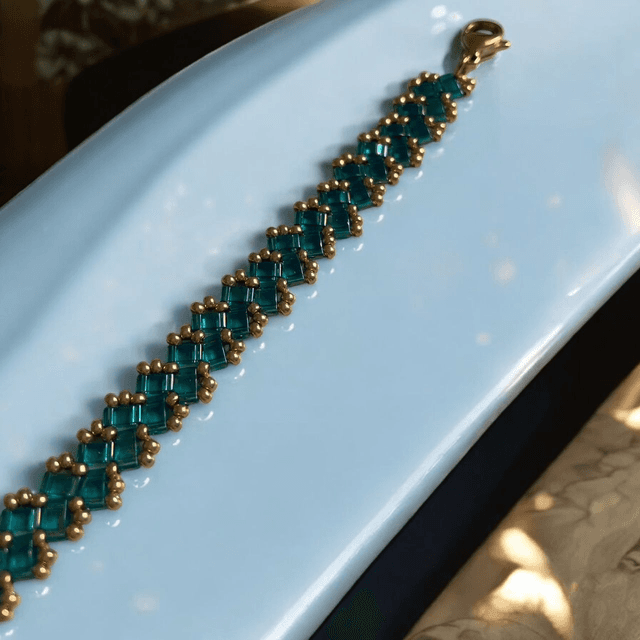 Bracelet tissé en perles Tila sarcelle